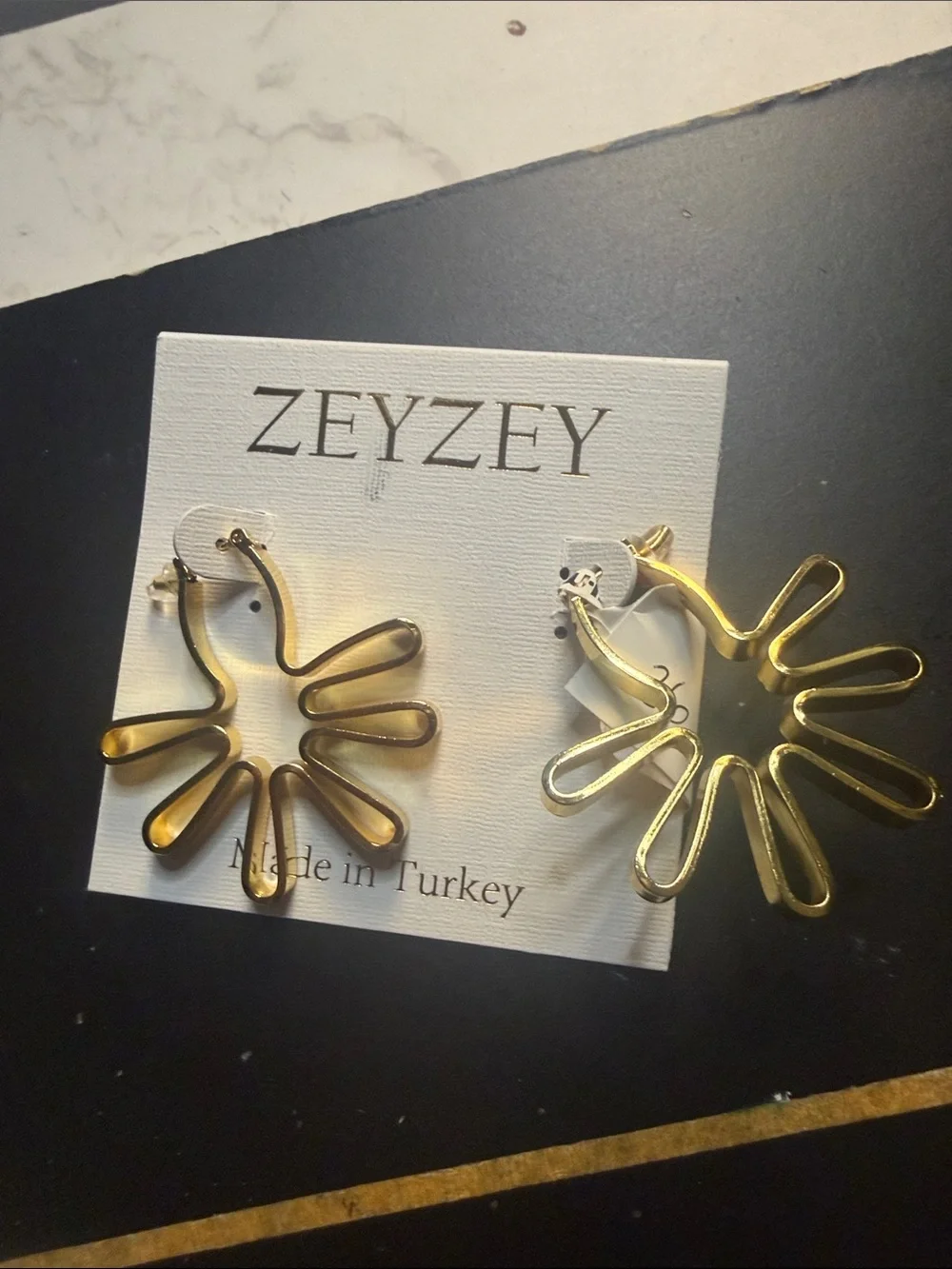 Gold Sunburst Hoop Earrings
